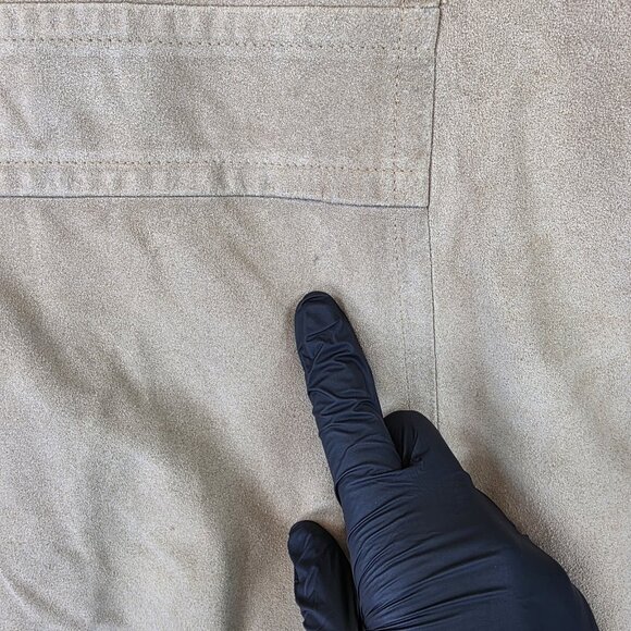 Coach Jacket Womens Medium Beige Suede Leather Button Front Lined Coat Pockets - Picture 13 of 16